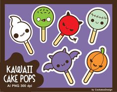 kawaia cake pops stickers on a purple background with the text kawaia cake pops at png 300pp