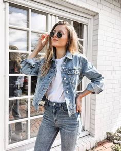 Denim Jeans Outfit, Trendy Outfit Inspo, Looks Jeans, Demin Jacket, Denim Fashion Women, Thrifted Outfits