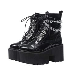 Chunky Heel Platform Boots, Gothic Boots, Punk Boots, Faux Leather Boots, Style Punk, Zipper Boots, Black Boots Women