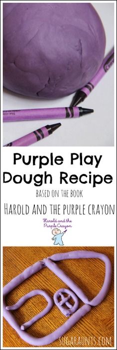 the purple play dough recipe has been made with crayons