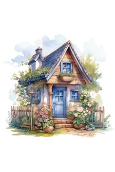 Fairy Tiny House, Miniature Cottage, Enchanted Dwelling, Fairy Garden Home, Tiny Fantasy House, Miniature Wonderland, Whimsical Retreat, Magical Mini Home, Tiny Fairy Abode, Fairy Tale House, Small Fantasy Cottage, Miniature Fairyland, Tiny Elf House, Whimsical Cottage, Arte Aesthetic, Colour Drawing, Cottage Painting, Watercolor Architecture