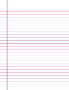 a pink lined paper with lines on it