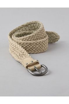 Genuine leather/Silver-tone buckle Beige Leather Belt, Casual Braided Leather Belt, Classic Woven Leather Belt, Adjustable Silver Leather Belt, Silver Leather Belt With Buckle Closure, Classic Braided Leather Belt, Luxury Brown Braided Belt, Brown Belt Silver Buckle, Braided Leather Belt