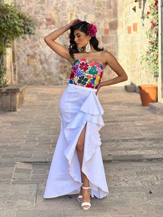 White Dresses For Cinco De Mayo Fiesta, Fitted Multicolor Dress For Cinco De Mayo, Fitted Wedding Dress For Fiesta, Fitted Party Dress For Day Of The Dead, Mexican Theme Dresses, Outfit Mexicano, Mexican Style Dresses, Mexico Dress, Hispanic Aesthetic