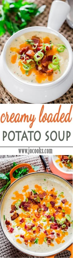 creamy loaded potato soup with bacon and cheese