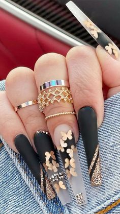 Nails Design Ideas, Colorful Nails, Nails Design With Rhinestones, Dope Nail Designs, Long Square Acrylic Nails