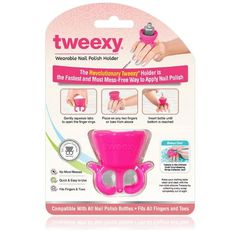 Tweexy's single nail polish holders have a cute, patented design that allows you to paint your nails avoiding any unnecessary spills! This works for any nail polish bottle securing a tight grip around the bottle. There are two expandable rings that are thick enough to naturally keep fingers separated during polishing, allowing your hand to relax. The two rings fit on your hand just like jewelry and easily allow you to switch from one hand to the other when you finish polishing your nails. Paint Nails Paint, Nail Polish Holder, Nail Polish Bottle, Two Rings, Nail Polish Bottles, Two Fingers, Ring Fit, Quick Easy, You Nailed It