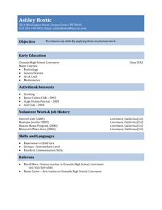 the basic resume format for students with no work experience is shown in blue and white