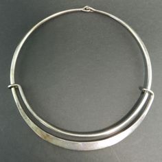 Contemporary Hand Forged Silver Necklace, Artistic Nickel-free Silver Necklaces, Modernist Silver Bangle Jewelry, Cuff Necklace, Artistic Sterling Silver Nickel-free Necklace, Hans Hansen, Sterling Silver Choker, Adjustable Sterling Silver Cuff Bracelet, Modernist Style, Modernist Jewelry