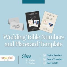 the wedding table numbers and place card templates are available for use in any event