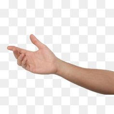 a hand holding something in the air with it's fingers out and pointing at it