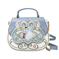 Danielle Nicole Disney Cinderella Wedding Top Handle Crossbody Still In Plastic "And They All Lived, Happily Ever After." Looks Like Cinderella's Heart Made A Wish, And That Dream Became True! Take A Bow And Celebrate The Royal Wedding Of Cinderella And Prince Charming With The Danielle Nicole Disney Cinderella Wedding Top Handle Crossbody. This Bag Features A Cream Base With A Gorgeous, Blue Holographic Top And Straps. You'll Also Find Beautiful Embroidered, Applique, Printed, Gold Hardware And Cinderella And Prince, Danielle Nicole Disney, Cinderella And Prince Charming, Cute Crossbody Bags, Cinderella Wedding, The Royal Wedding, Danielle Nicole, Disney Cinderella, Best Purses