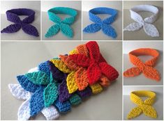 crocheted hair ties in different colors and sizes