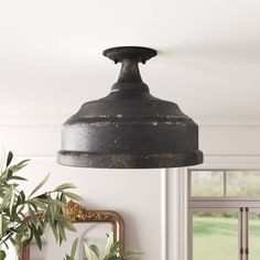 Kelly Clarkson Home Claudette Semi Flush Mount & Reviews | Wayfair Flush Mount Pendant Lighting, Kelly Clarkson Home, Low Ceilings, Bygone Era, Kelly Clarkson, Low Ceiling, Semi Flush Mount, Vintage Inspired Design, Black Iron