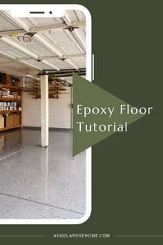 an open garage with the words epoxy floor tutorial