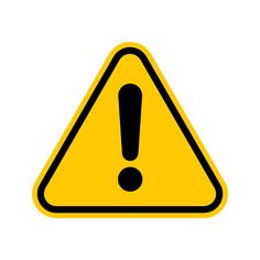 a yellow and black warning sign with an exclamation symbol on the bottom