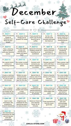 Self Care Calendar, Selfcare Challenge, December Challenge, Self Care Challenge, Wellness Workshop, 31 Day Challenge, Practicing Self Love, Self Care Bullet Journal, Self Confidence Tips