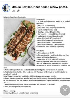 the recipe is displayed on an instagramture page for this photo, which includes grilled meats and herbs