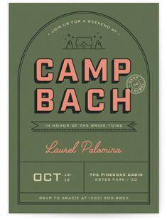 the camp back flyer is shown in green and pink