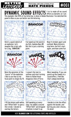 an advertisement for comic sound effects from the late 1960s to early'80s, with instructions on how to use them