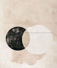 an abstract painting with two circles on it