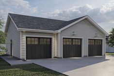 a two car garage is shown in this rendering