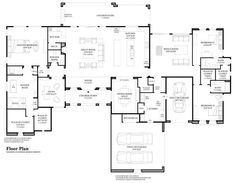 the floor plan for a home with three car garages and two living areas in it