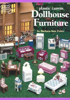 plastic canvas dollhouse furniture by barbara ann fisher, book cover design for the dolls house