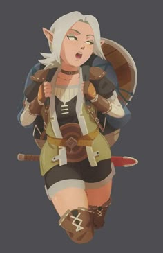 an animated character with white hair and boots