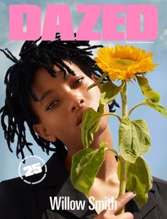 the cover of dazed magazine features a young man with dreadlocks and a sunflower