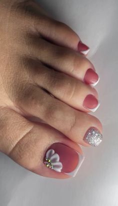 Daisy Acrylic Nails, Easy Toe Nail Designs, Acrylic Toes