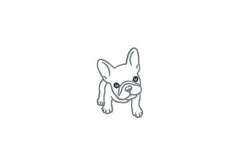 a drawing of a dog's face on a white background