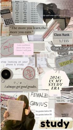 a collage of images with words and pictures on them, including text that reads study