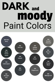 the dark and moody paint colors are available in various shades, from black to gray