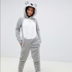 Cute Koala Onesie With No Feet. Size 2. I Bought This For Halloween One Year/To Use Around The House, But Never Ended Up Using It. Hoping Someone Else Can Enjoy! Please Message With Any Questions. Onesies For Teens, Cute Onesies For Women, Koala Onesie, Onesies For Women, White Tracksuit, Cute Onesies, Beach Rompers, Cute Koala, Velvet Suit