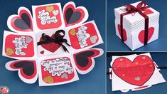 several pictures of valentine's day gift boxes