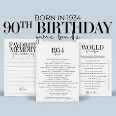 an image of birthday cards with the words, born in 1934