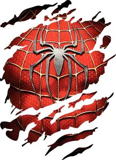 a spider - man logo is shown in the middle of an image with many small fish swimming around it