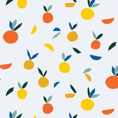 an orange and lemon pattern on a white background