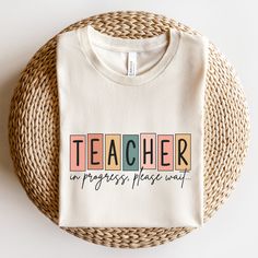 The perfect gift for a student teacher, future teacher or teacher in training! Find future teacher gifts, sweatshirts and t-shirts for your favorite student teachers here: https://www.etsy.com/shop/JaxGraphicTees?ref=seller-platform-mcnav&search_query=future+teacher All of our adult t-shirts are Bella + Canvas 3001 Unisex shirts. They are a super soft fabric that will quickly become a go to in your wardrobe. Its lightweight and flexible material is perfect for casual wear or any activity. Sizing Teacher In Progress Shirt, Student Teacher Shirt, Teacher In Training Shirt, Future Teacher Shirt, Teacher In Progress, Teacher In Training, Future Teacher Gifts, Teacher Canvas, Student Teacher Gifts