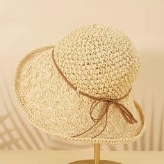 Elegant ,Hollow ,Breathable ,Summer Solid Color Straw Hat Outdoor Travel Beautiful Cap Casual Flat Brim Crochet Hat For Summer, Cream Summer Beach Hat, Adjustable Straw Hats For Summer Outings, Summer Cream Hats For Vacation, Beachy Curved Brim Hat For Summer Outings, Summer Cream Hat For Vacation, Summer Vacation Cream Hat, Adjustable Hats For Summer Vacation, Adjustable Hats For Summer Outings And Vacation