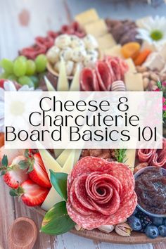 cheese and charcuterie board with the words cheese & charcuterie board basics