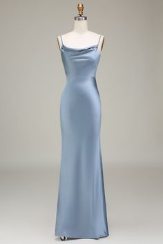 Whether you are dressing for a wedding party, prom,evening party or other formal party, this sophisticated dress will be your partner.    Product Details       Satin    Sheath/Column     Spaghetti Straps    Floor Length     Sleeveless       Cleaning Instructions:         Hand Wash   Do Not Dry Clean   Professional Spot Clean Only Blue Prom Dress Aesthetic, Jocelyn Core, Black Lace Formal Dress, Bridesmaid Dresses Satin, Mermaid Bridesmaid, Dusty Blue Bridesmaid Dresses, Sleeveless Bridesmaid Dresses, Mermaid Bridesmaid Dresses, Lace Formal Dress