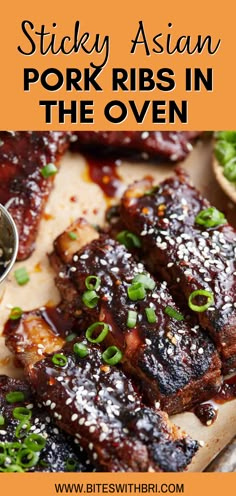 Sticky Asian Pork, Asian Pork Ribs, Sticky Asian Ribs, Asian Ribs Recipe, Pork Ribs In The Oven, Sticky Ribs Recipe, Asian Ribs, Ribs Recipe Oven, Sticky Pork Ribs