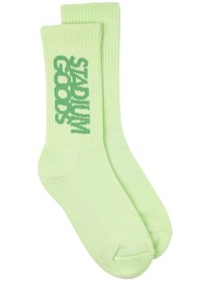 green cotton intarsia-knit logo ribbed detailing stretch-design Be sure before opening, as socks and hosiery can only be returned in their original, unopened packaging. When buying this unisex item, keep in mind that it is graded in standard men's sizing. Trendy Green Cotton Socks, Sporty Cotton Socks With Letter Print, Sporty Green Socks For Streetwear, Casual Green Cotton Socks, Sporty Green Socks For Spring, Stadium Goods, Green Grass, Cool Logo, Socks And Hosiery