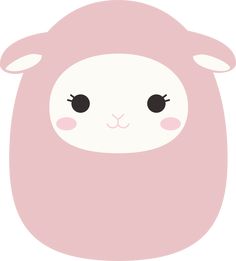 a pink sheep face with black eyes