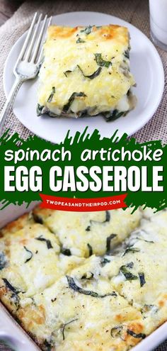 This Spinach Artichoke Egg Casserole is an easy Christmas recipe that starts with an egg casserole loaded with spinach, artichokes, and chees! Pin this easy egg casserole recipe for breakfast today! Spinach Egg Casserole, Egg Casserole Recipes Easy, Healthy Casserole, Healthy Brunch Recipes, Egg Casserole Recipes, Healthy Brunch, Diner Recept, Healthy Casseroles, Simple Breakfast