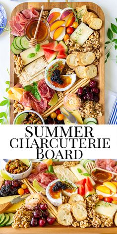 a wooden tray filled with different types of food