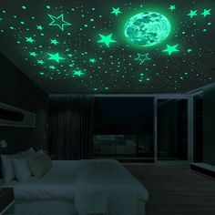 glow in the dark stars and moon wall stickers