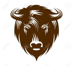 the head of a buffalo with long horns